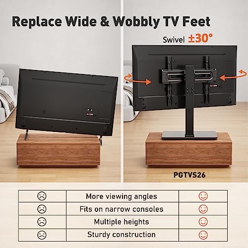 Perlegear Universal Tv Stand, Swivel Tv Stand Base For 32–70 Inch Tvs, Height Adjustable Table Top Tv Stand Mount With Tilt, Tempered Glass Base, Holds Up To 88 Lbs, Max Vesa 400X400Mm, Pgtvs26 #TOP2