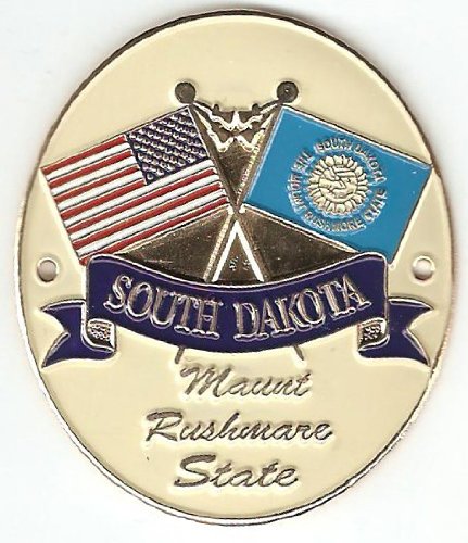 South Dakota & United States of America Flags - Hiking Stick Medallion - Mount Rushmore State