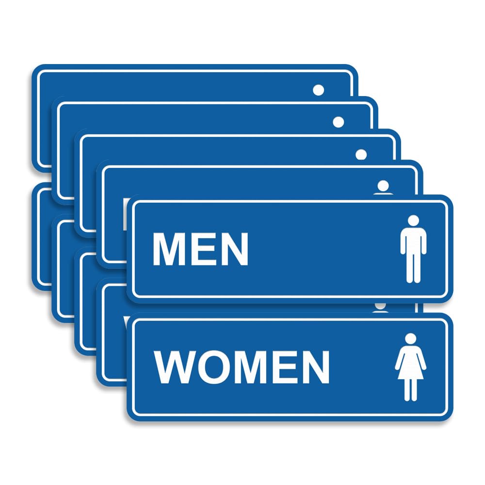 Standard Men Women Restroom Sign- Blue - Medium 5 Sets (10 pcs)