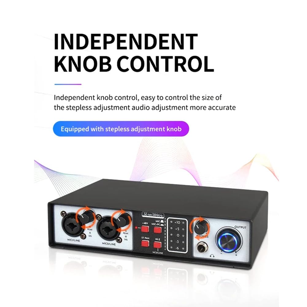 Interfaz de Audio Profesional de 36 Bits, 384 KHz, 2 Entradas y 2 Salidas, Tarjeta de Sonido USB, Grabación para Estudio de Música, Micrófono, Mezclador DJ