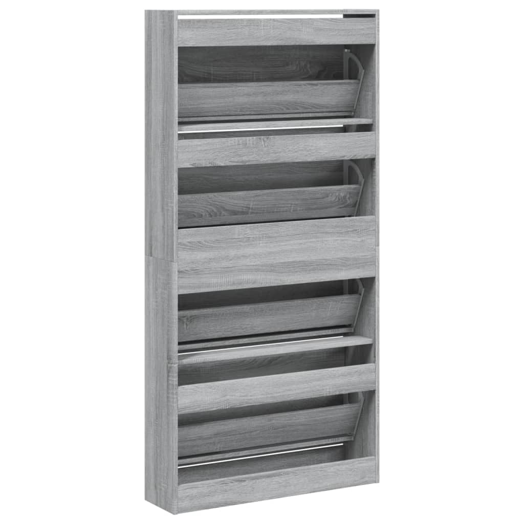 Scarpiera con 4 ante grigio sonoma, 80 x 21 x 163,5 cm
