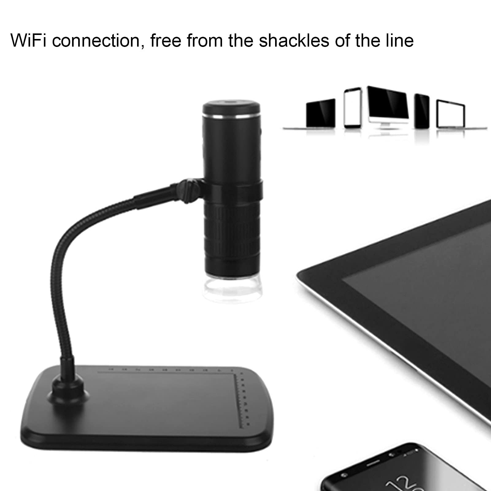 Pongnas Mini-Vergrößerungsmikroskopie, Tragbares Tragbares, Flexibles WLAN-Digitalmikroskop, 50-1000-fache Kamera mit 8 LED-Leuchten, 1080P HD-Pixel Zur Beobachtung