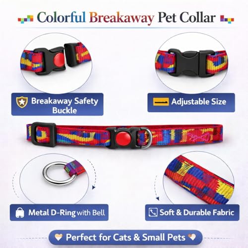 Image of Emily Pets Dog Collar with Safety Locking Buckle, Adjustable Soft Breathable Comfortable Nylon Pet Collar for Small, Medium Dogs and Cats (Color May Vary)