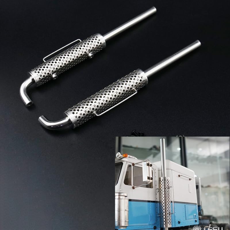 LESU Exhaust Pipe Chimney with Handrail Metal 1 Pair for 1/14 RC DIY Car Truck Model