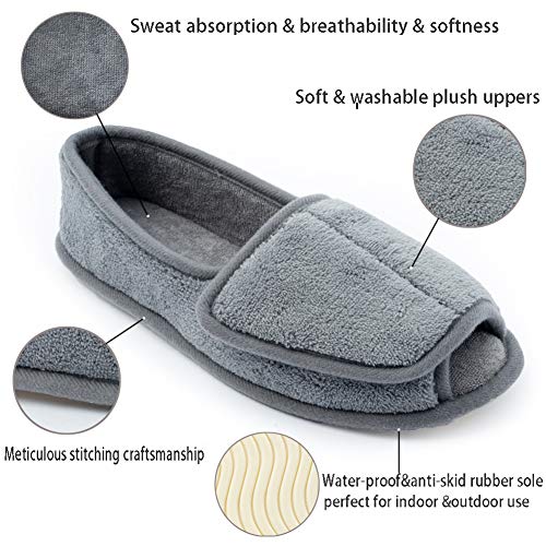 Git-up Women Diabetic Slippers/W Arthritis Edema Adjustable Closure Memory Foam House Shoes Open Toe Extra Wide4