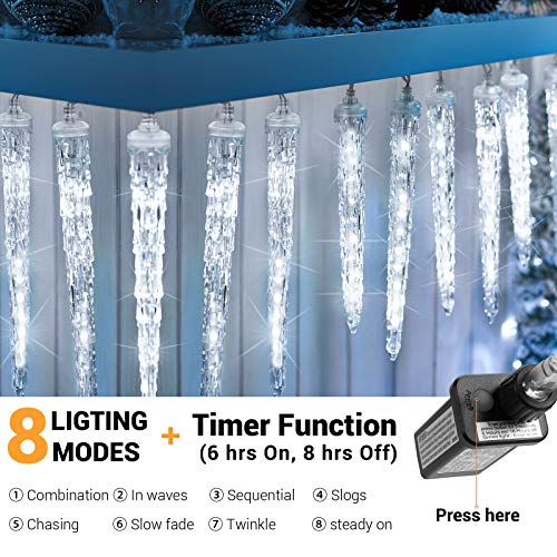 Christmas Icicle Lights, 20 Icicles 90 Led Icicle Lights, Outdoor Indoor Crystal Ice String Lights, Connectable White Icicle Lights For Christmas Decorations #TOP2