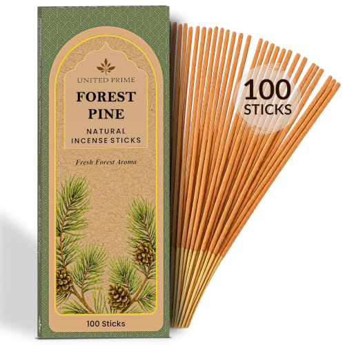 Forest Pine Incense Sticks 100 Sticks No Charcoal Clean Burning Organic Non Toxic Insence 100% Natural sustainably harvested Spiritual Healing Calming Aroma for Positive Vibes