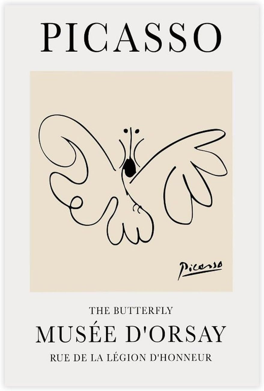Butterfly by Pablo Picasso Canvas Poster Animal Line 40x65cm Frameless