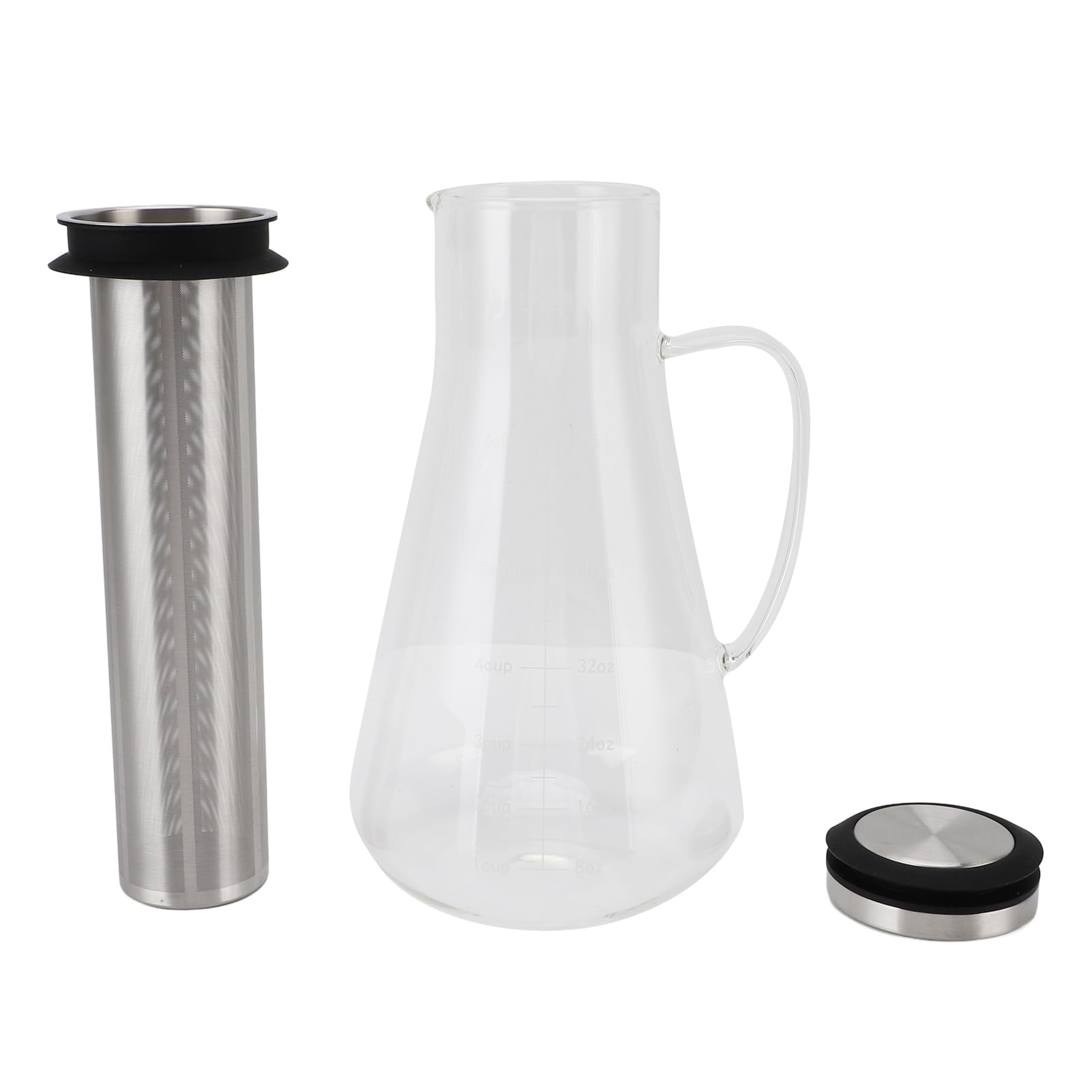 AYNEFY Cold Brew Iced Coffee Maker, 1600ml Capacity Stainless Steel Filter Iced Coffee Maker with Ergonomic Handle and Round Spout for Office Home Kitchen Tea House
