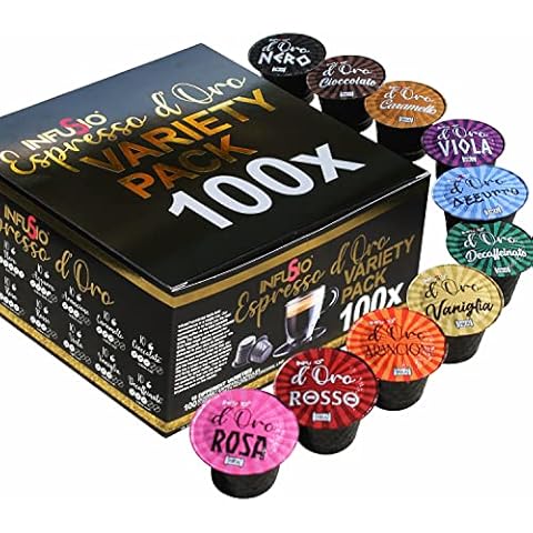 100 Count Variety Pack (10 Amazing Blends) Single Serve Coffee Pods for Nespresso Original Line Machines - InfuSio d'Oro Espresso Premium Coffee (Variety, 100 Compatible with Nespresso Original Line) Cover