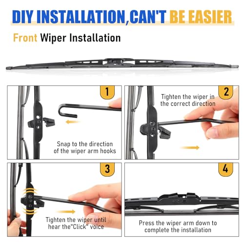 Image of BBTO 16 Pack Wiper Blades 24 Inch Silicone Windshield Wipers | All Season, Durable, Automotive Replacement Wiper Blades, Driver Passenger Side Compatible, for Car Front Windshield U /J Hook