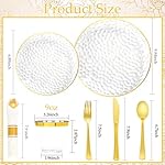210 Pcs Plastic Dinnerware Set for 30 Guests,Clear Disposable Plates with Gold Rim,Hammered Party Plates Including 30 Dinner&Dessert Plates,Cups,Gold Plastic Silverware for Party,Wedding - Image 2