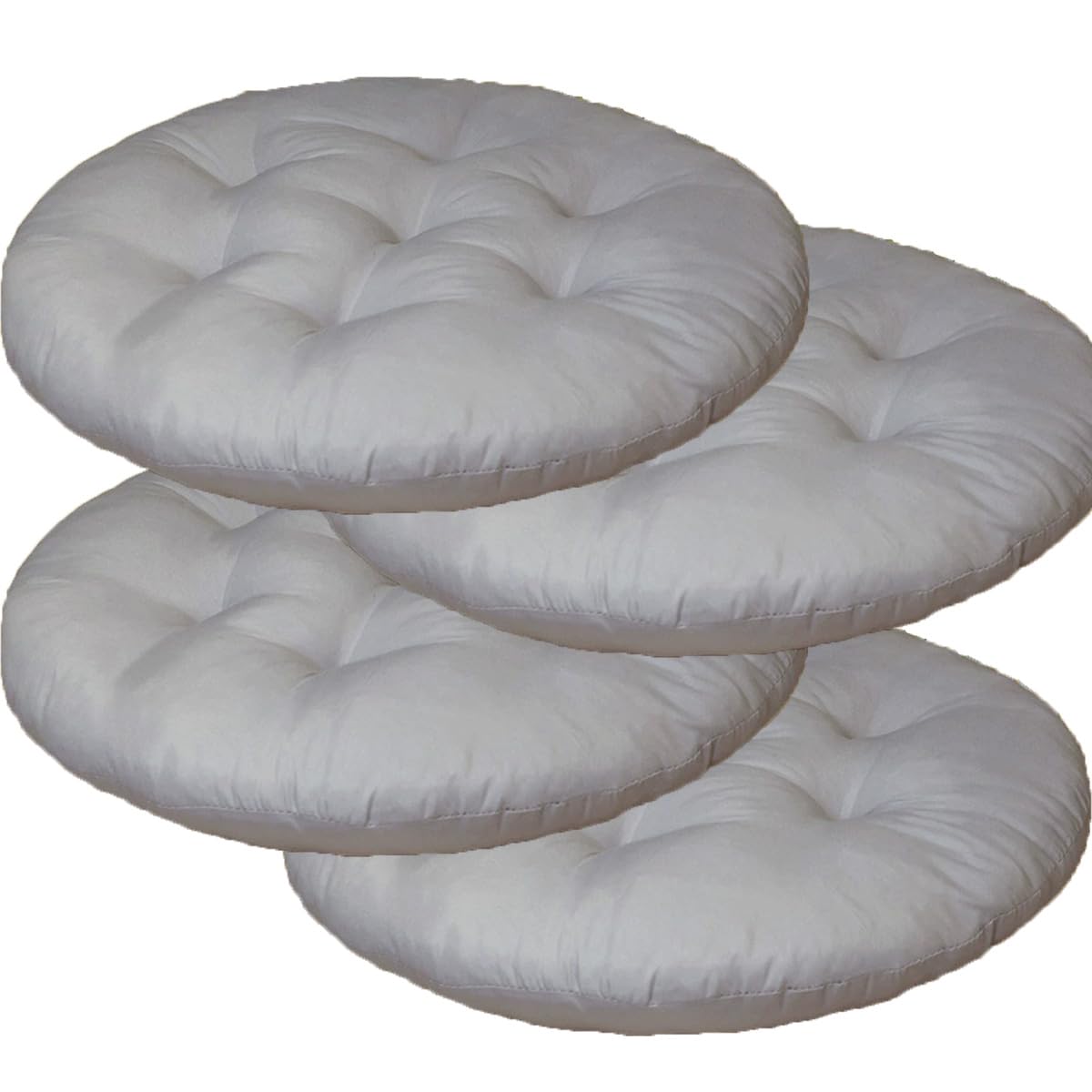 Mozzeilee Round Chair Seat Pad, 40x40cm Dining Chair Cushion Set of 2/4/6/8, Outdoor Rattan Furniture Seat Mat for Living Room Office Garden Patio (Light Gray,4 pcs)