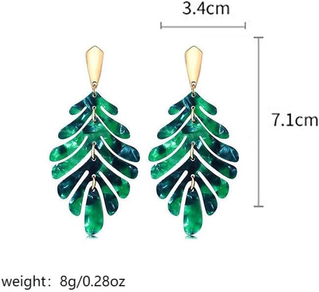 Colorful Leaf Drop Earrings for Women Trendy, Acrylic Palm Leaf Long Pendant Earrings Boho Tropical Plant Dangling Earrings Summer Beach Jewelry - Image 2