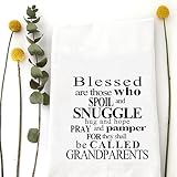 Wildwood Landing Kitchen Tea Towel, 100% Cotton Flour Sack, 20'X29' Blessed Grandparents