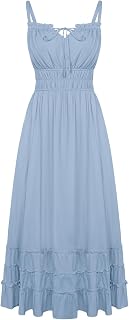SCARLET DARKNESS Sommerkleid Damen Lang Boho Kleid Ärmellos Spaghettiträger Strandkleid Maxikleid mit Taschen