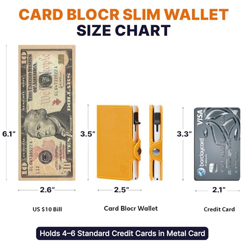 Image of Conceal Plus Pop Up Wallet for Women | Slim RFID Blocking Card Holder for Small Purse & Crossbody Bag | Compact Metal Wallet 4-6 Card Capacity | Saffiano Orange