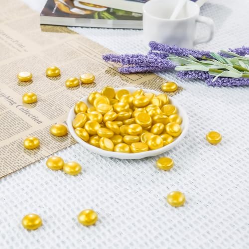 Image of CYS EXCEL Gold Glass Gemstone Beads Vase Fillers (6 LBS) Flat Marble Beads Multiple Color Choices Aquarium Decor Rocks Floral Stones Decorative Mosaic Glass Gem Pebbles
