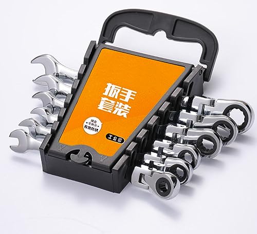 Combination Ratchet Wrench, with Flexible Head, Dual-purpose Ratchet Tool, Ratchet Combination Set Car Hand Tool,6pcs