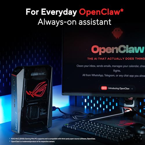 Image of ROG NUC (2025) Gaming Mini PC with Intel Core Ultra 9 (Series 2) ARL-HX CPU, NVIDIA GeForce RTX 5080 MobileGPU, 32GB DDR5 RAM, 2TB NVMe SSD, Thunderbolt 4, Triple-Fan Cooling, and ARGB Lighting