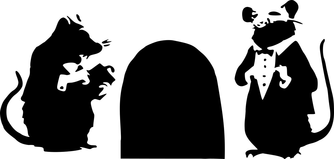 Broomsticker Banksy - Two rats with mouse hole - Wall Sticker/Laptop/Car Sticker (X-Small: 15cm x 30cm / 6" x 12")