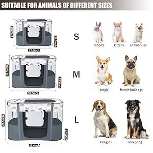 MEETCARE Pet Playpen, Foldable Dog Cat Playpens,Portable Exercise Kennel Tent Crate,Water-Resistant Breathable Shade Cover, Indoor Outdoor Travel Camping Use for Small Animals (Small), Brown