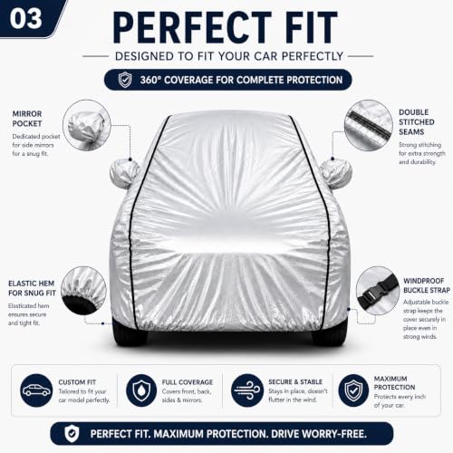 Image of Magic 6-Layer 100% Waterproof Custom Fit Car Cover for Grand Vitara (All Models) Silver | UV, Heat, Rain, Dust & Scratch Resistant | All Weather Outdoor & Indoor Full Body Car Cover