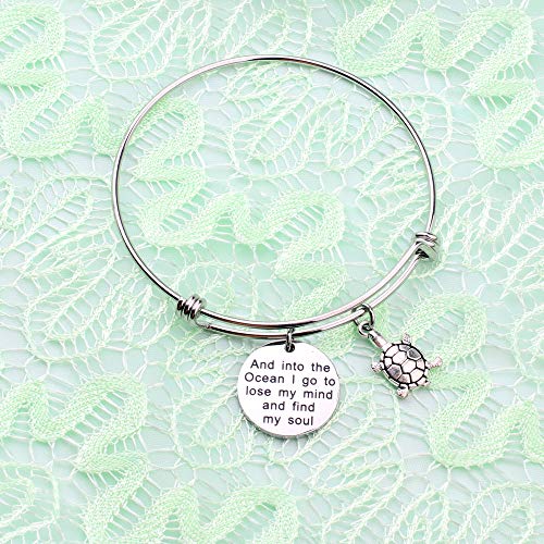 Image of Sea Turtle And Into The Ocean I Go to Lose My Mind and Find My Soul Bracelet Gift for Ocean Lovers