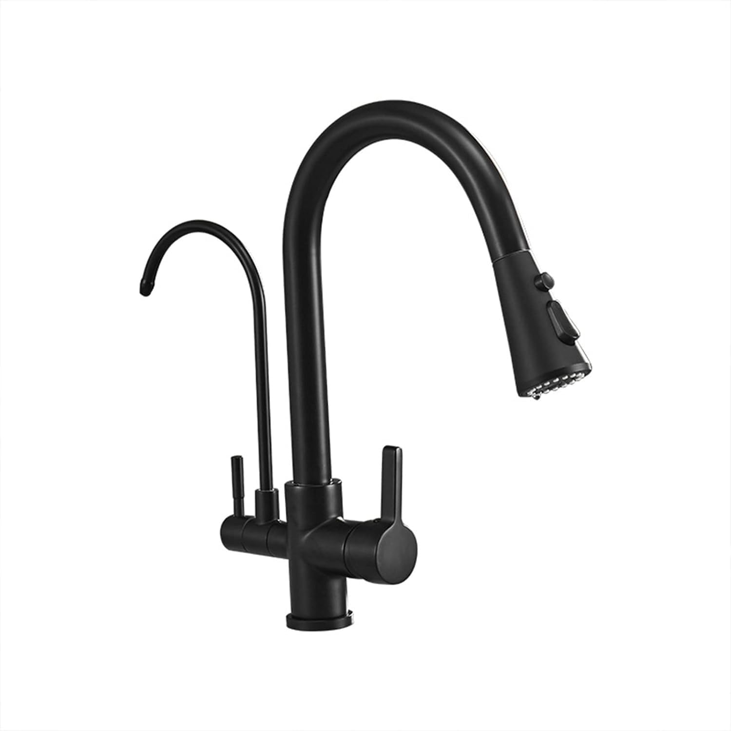 GLETSF 3 Way Kitchen Sink Mixer Tap With Builtin Water Filter Brushed Rose Gold Deck Mount Dual Handle Faucet 360Swivel Drinking Water Filtration System,Gun Gray-A,Gold-A