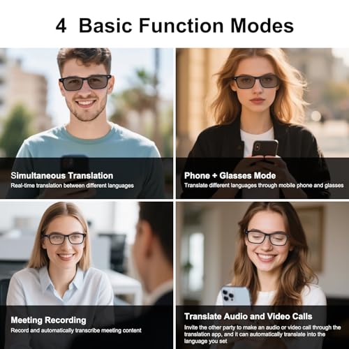 Image of GenXenon AI Glasses for Men Women, AI Translator Powered by ChatGPT with Real-Time Translation(160+Languages), UV400 Photochromic Lenses Smart Sunglasses, Bluetooth Glasses for Travel /Business /Study