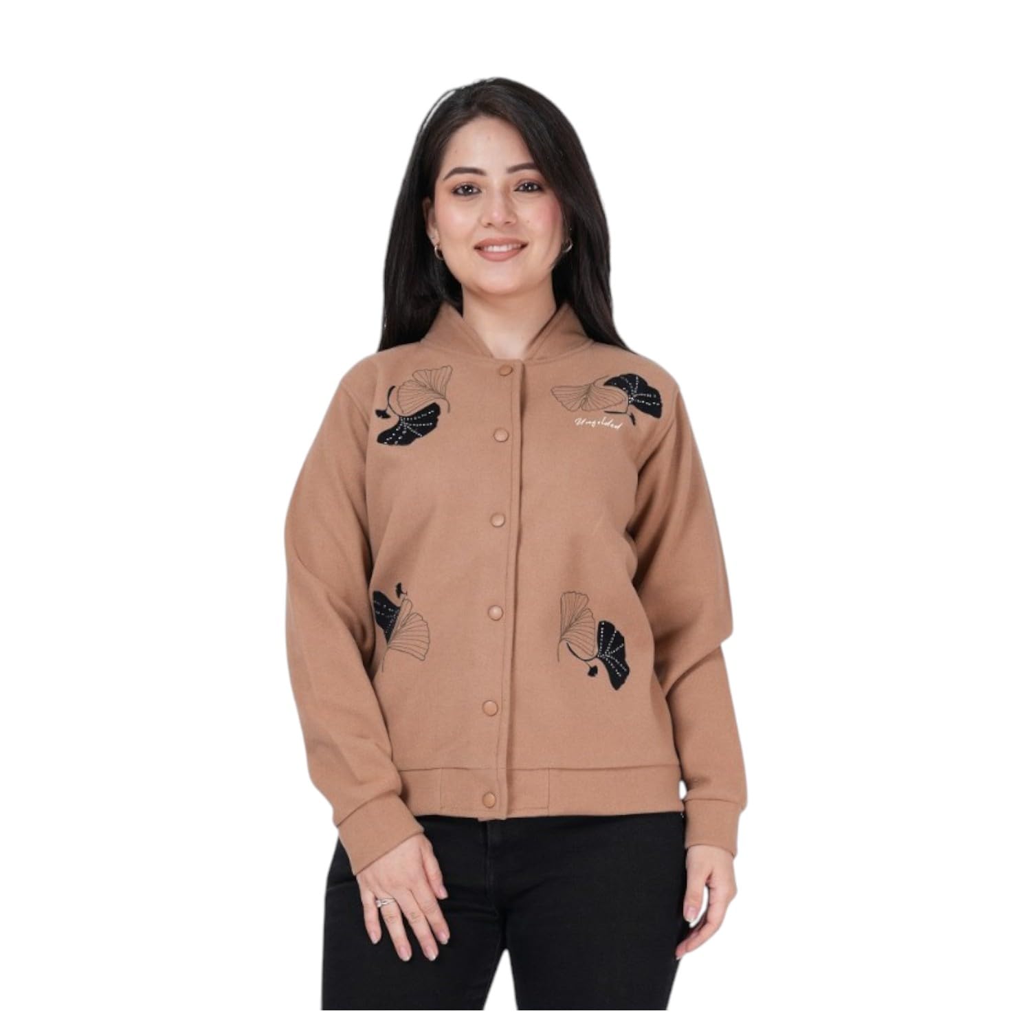 Women's Winter Tweed Fabric Cardigan | Stylish Button-Down Shacket with Embroidery | Cozy Casual Winter Wear-image-42