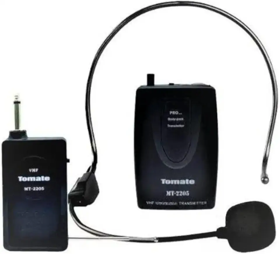 Microfone Sem Fio MT-2205, Headset e Lapela, Dinâmico, 50m Alcance, Preto, com Receptor e Transmissor