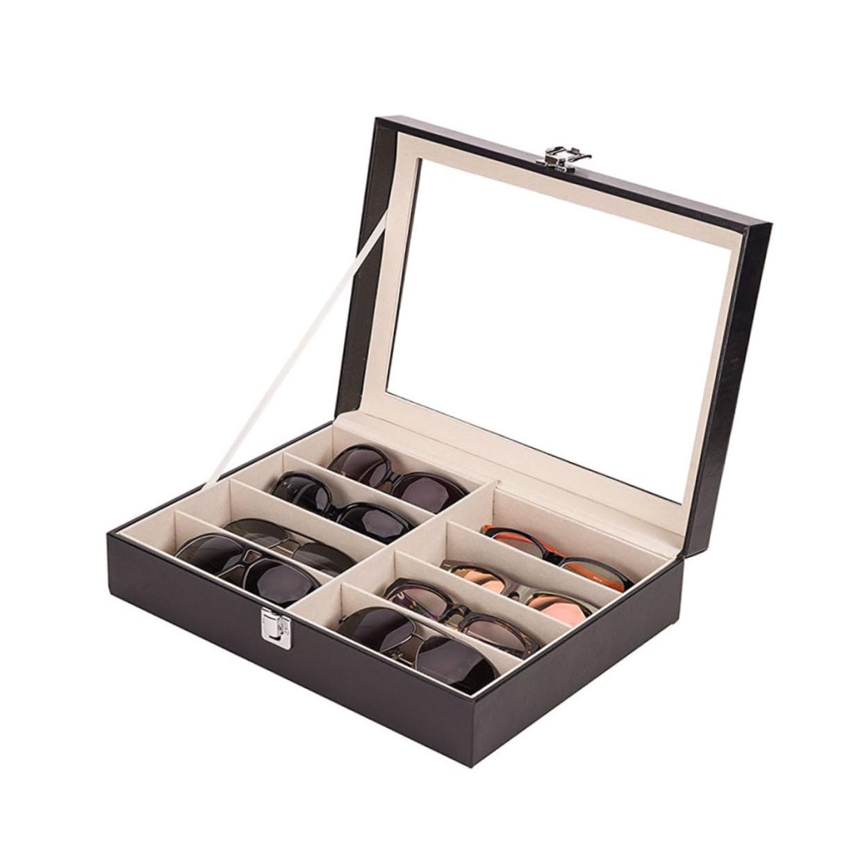 FOMIYES Boîte de Rangement Protection et Affichage Élégant en Cuir Pu Couleur Noir pour Lunettes de Soleil et Montres pour Usage Personnel Magasin