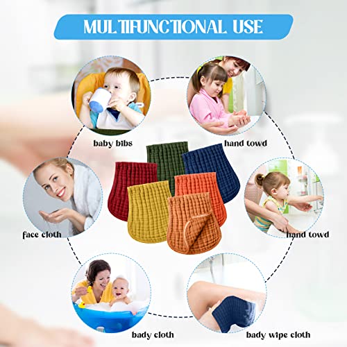 Image of Frienda 6 Pack Muslin Burp Cloths Baby 20x9'', Retro Colors