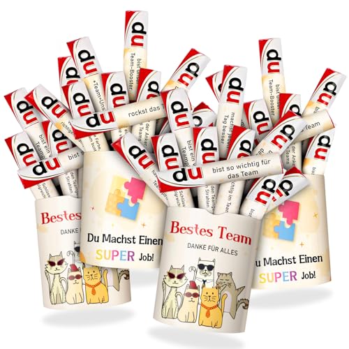 YSUVIN 52pcs Team-Aufkleber-Set mit Slogans geeignet für Duplo-Schokoladenriegel-Verpackungen passt auf 4 Dosen ideal als Geschenk für Kollegen kollegin Teams und Partner (ohne Riegel)