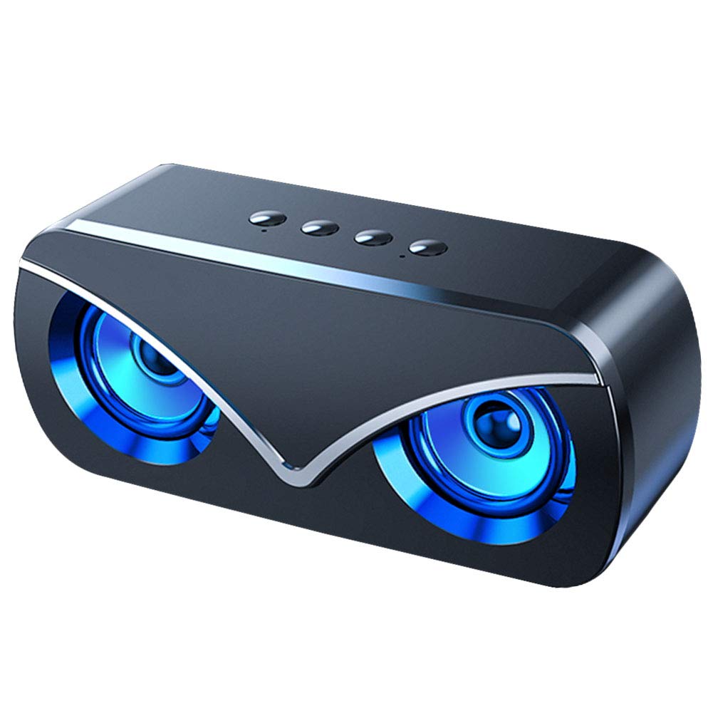 HHUARIComputer Speaker Portable Wireless Speaker for Bluetooth 5.0, 3d Stereo Holographic Sound Bionic Lighting Effect Design 5 Playback Modes Multi-function Speaker,Black The New