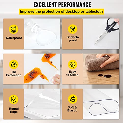 VEVOR 84 x 42 Inch Clear Table Cover Protector, 1.5mm Thick Clear PVC Desk Protector Pads, Plastic Tablecloth for Dining Room by VEVOR - Image 4