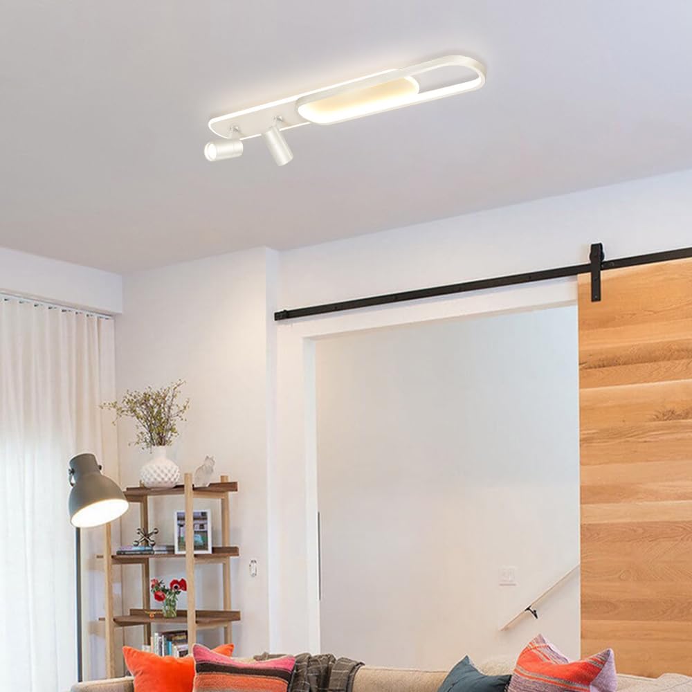 Nowoczesna Metalowa Sufitowa Liniowa, Ściemnialna Sufitowa Led Do Korytarza, Półpłaska, Regulowanatowa 355°, Montowana Blisko Sufitu/Biały/100 Cm