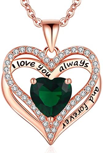 S925 Sterling Silver Necklace for Women, Jewelry for Wife Rose Gold, Mother Birthday Gifts, Girlfriend Anniversary Necklaces, Daughter Heart Love Jewel, Gift for Her, May