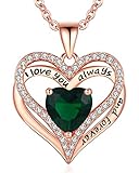 S925 Sterling Silver Necklace for Women, Jewelry for Wife Rose Gold, Mother Birthday Gifts, Girlfriend Anniversary Necklaces, Daughter Heart Love Jewel, Gift for Her, May