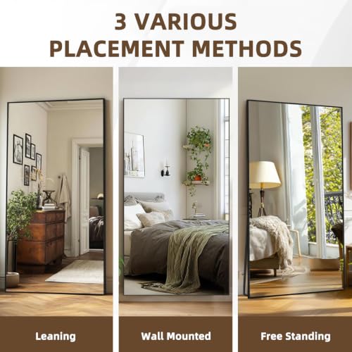 Image of LFT HUIMEI2Y 76.4 inchx37 inch Full Length Mirror, Black Floor Mirror