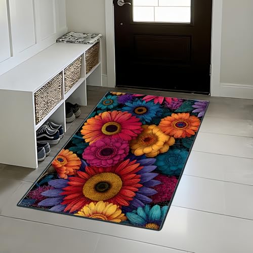 Tapete decorativo Flower Area Rug 2x3 ft lavable antideslizante miniatura 4
