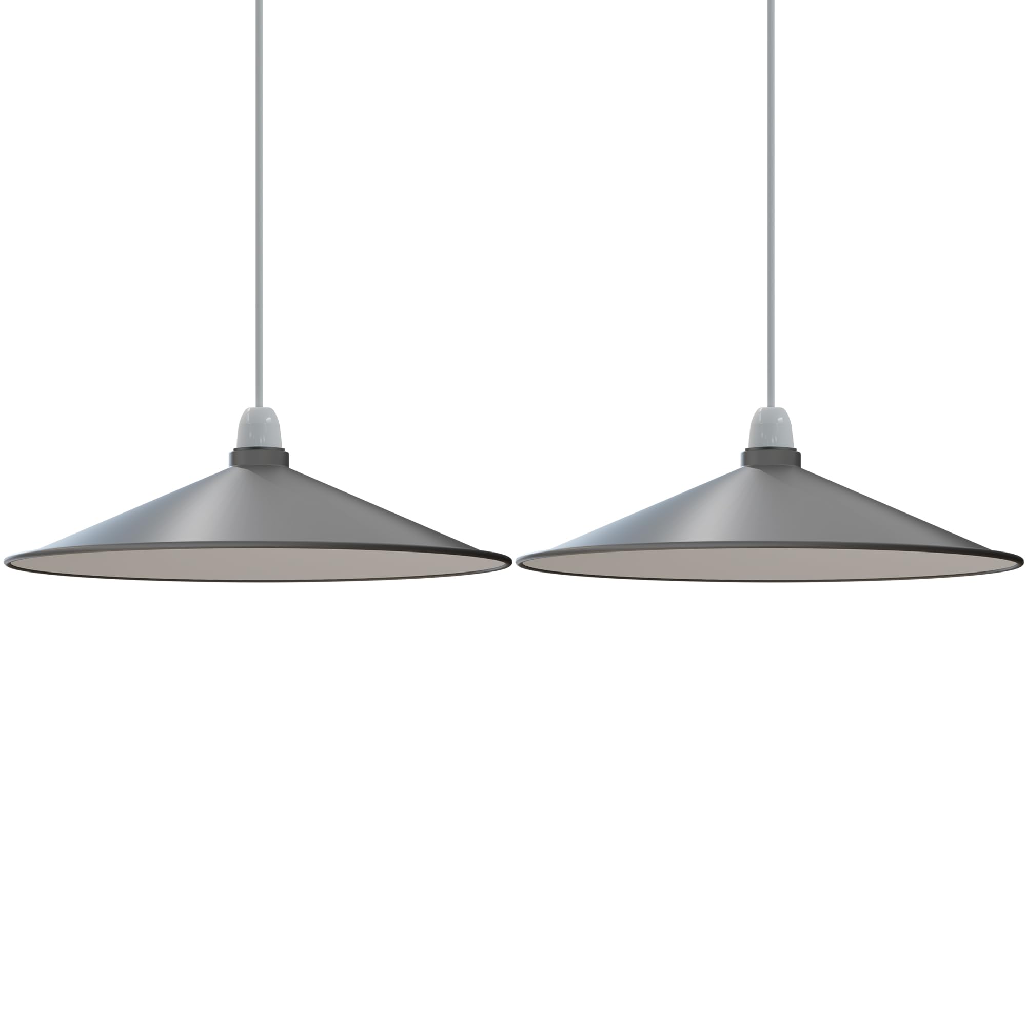 DC VOLTAGE Retro Style Metal Easy Fit Ceiling Pendant Light Disc Shape Lamp Shade (Grey - 2 Pack)