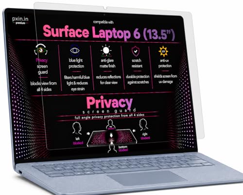 Image of Pxin 360 Pro Privacy Screen guard compatible with Surface Laptop 6 (13.5 inch) | Anti Glare | Anti UV | Anti Blue | Anti Reflection | Privacy Filter | Unbreakable Build