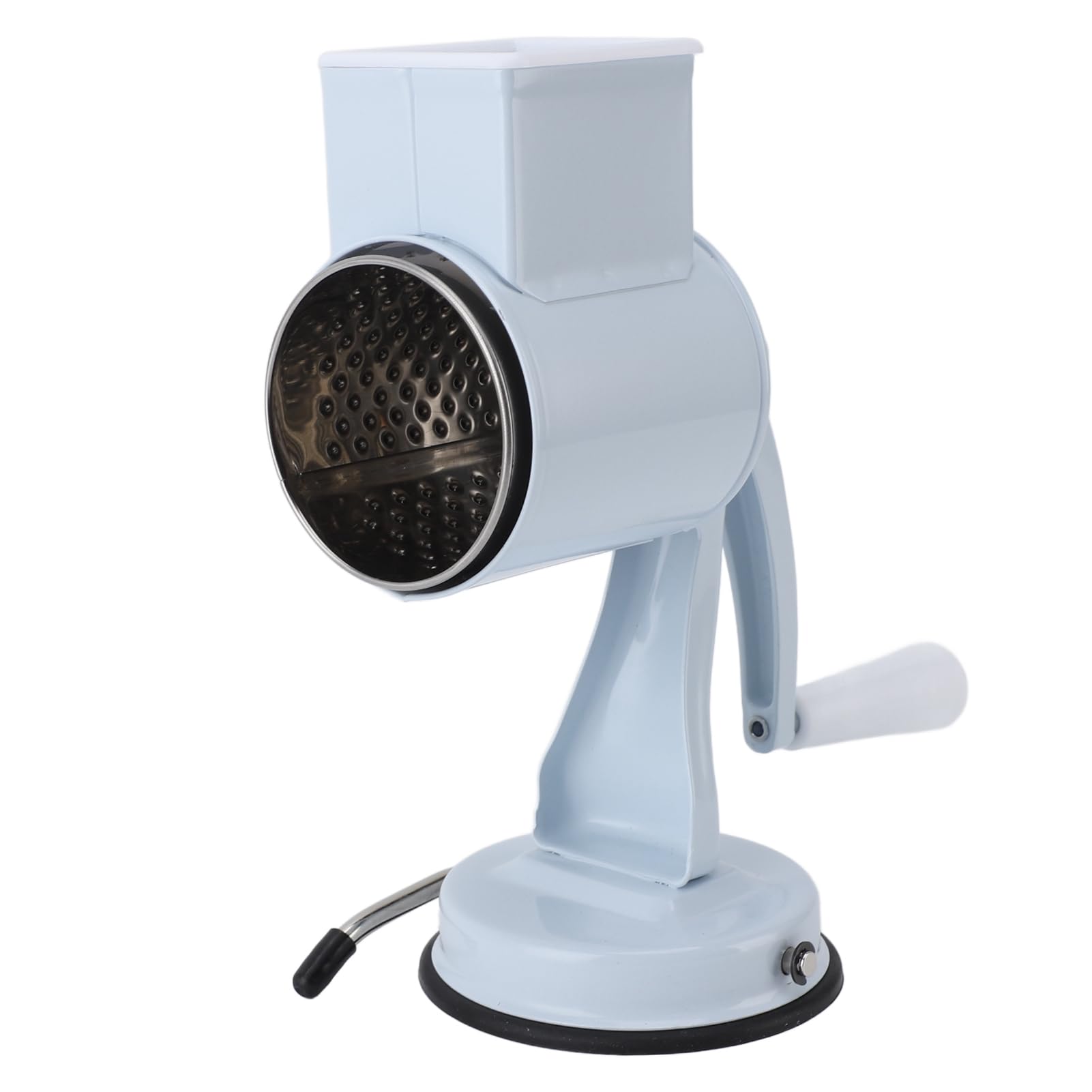 Manual Cheese Grater Shredder Stainless Steel Hand Crank Grinder with 5 Interchangeable Blades for Kitchen Cooking Vegetables Nuts Potatoes (White)