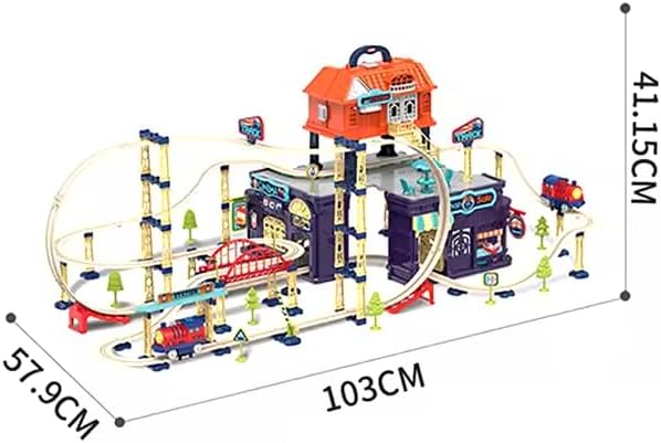 Miniatura 8 de Juego de pistas de tren para niños pequeños y niños 206 piezas de vías de tren con curvas reversibles, puentes, rampas Juguete de aprendizaje STEM