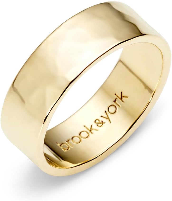 Maren Classic Ring - Hypoallergenic 14K Gold Plated Brass - Gold Hammered Women's Ring, 6mm Gold Plated Band - Women's Rings - Everyday Luxury Jewelry - Gifts for Mom