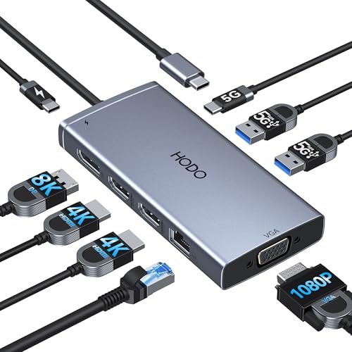 Laptop Docking Station 3 Monitors, USB C Docking Station Dual Monitor