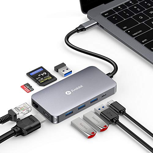 Andobil USB C Hub Adapter for MacBook Air 2019/2018, MacBook Pro, Dell XPS