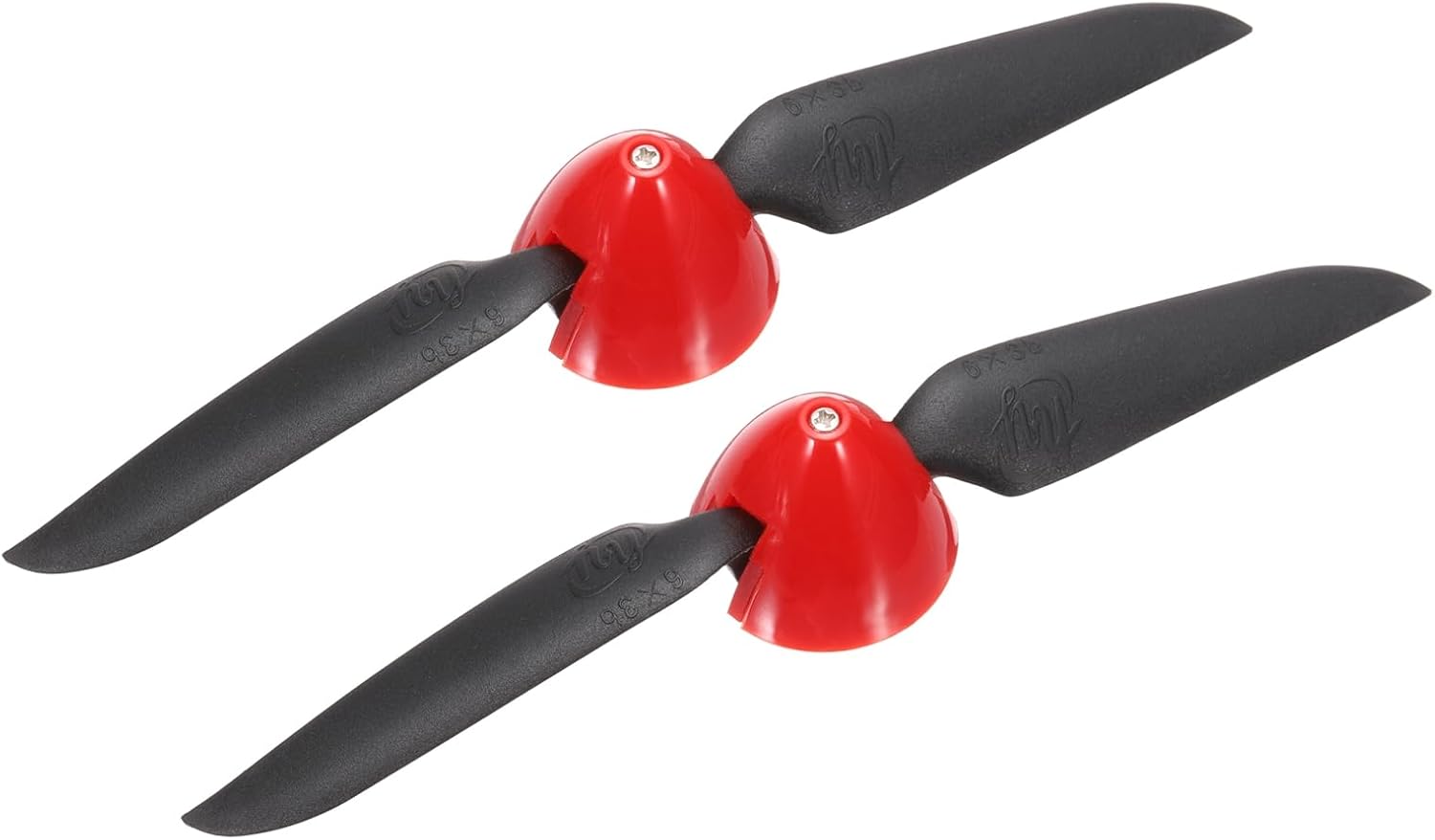 MECCANIXITY 6x3 Inch RC Plane Propeller, RC Folding Propellers Spinner Size D30.5xH25mm 2.3mm Motor Shaft Dia 2-Vane with Nylon Plastic Spinner for Airplane Helicopter(Black Red, Pack of 2)